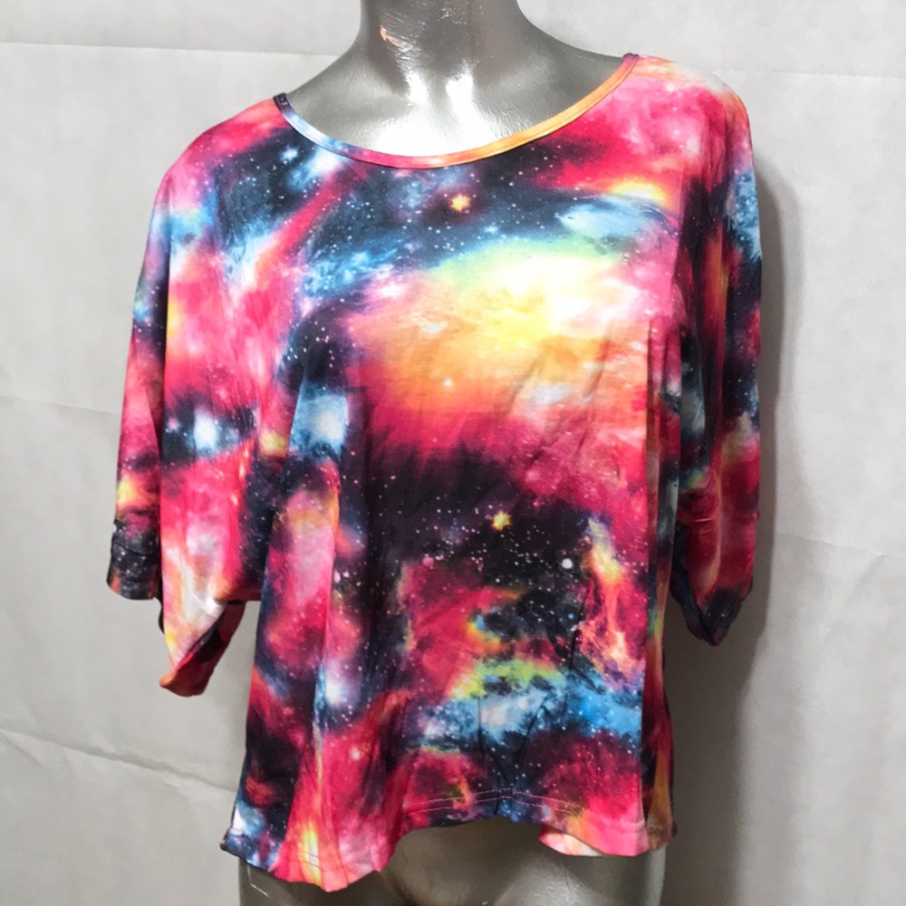 Tie Dye Look Tee Shirt Stars Galaxy New by Angela - Picture 2 of 4